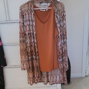Susan Graver Orange and Brown Patterned Tunic